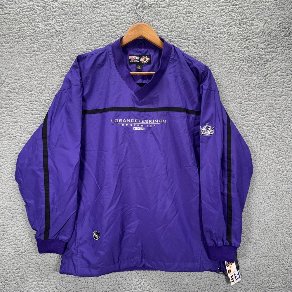 Vintage Los Angeles Kings Jacket Mens Large Purple NHL Hockey CCM Center Ice